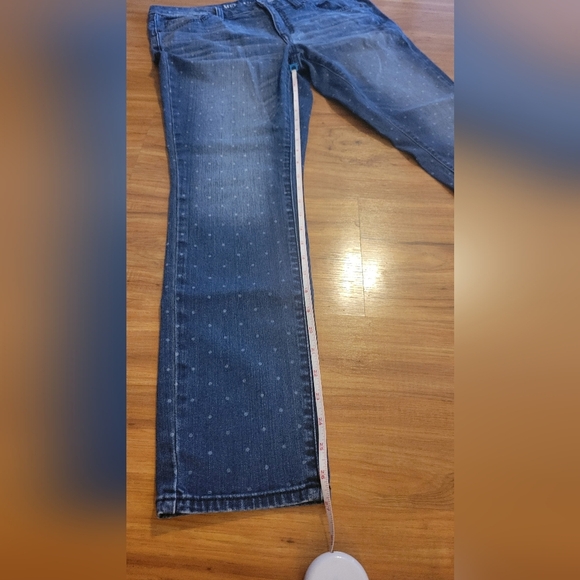 Womens Merona EUC size 12 modern skinny polka dot distressed cropped blue Jeans - Picture 7 of 7